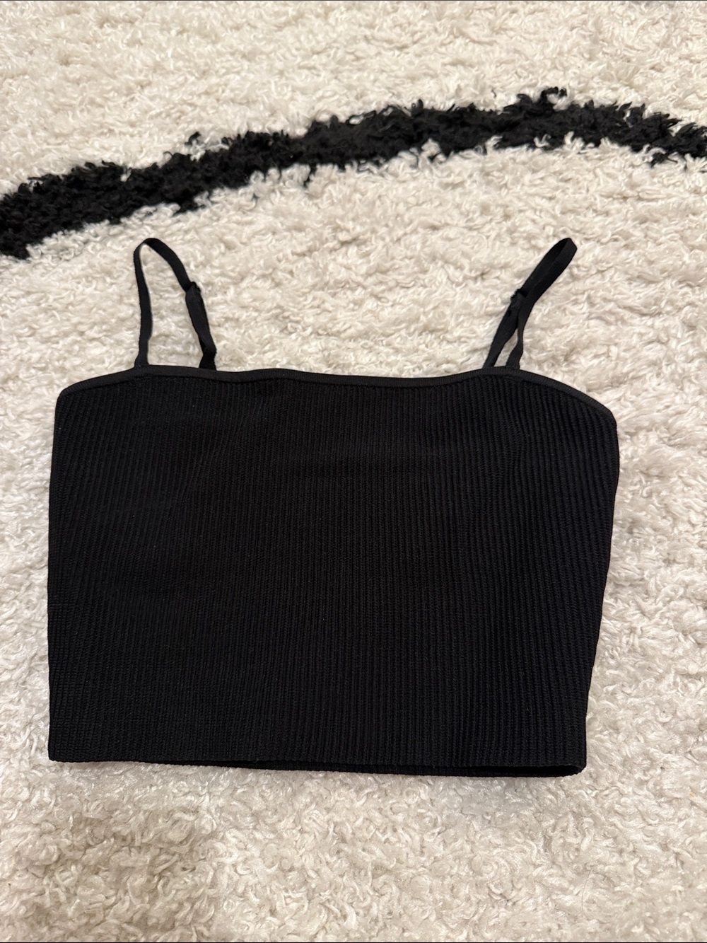 Aritzia Black Ribbed Cropped Cami Top